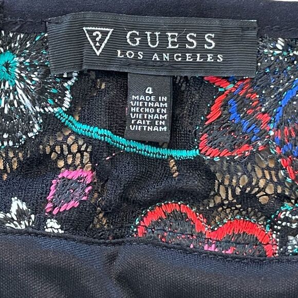 NWOT GUESS Lace Floral Off Shoulder Body con Mini 4 Black Multi - Picture 13 of 16